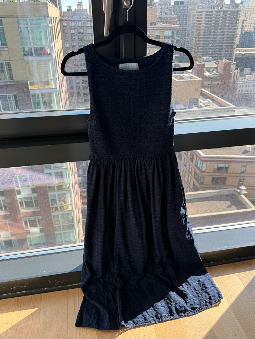 Hill House Navy Textured Sleeveless Midi Dress